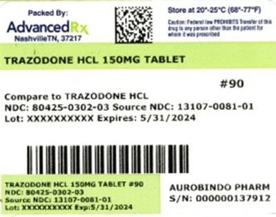 Label 3 (Trazodone HCl 150mg 80425 0302 03)